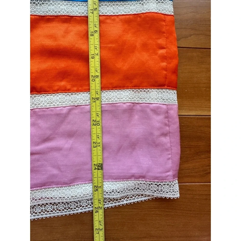 J.Crew Crochet Ribbon‎ Skirt Colorblock Linen Cupro Pencil Skirt A0809 NWT 6